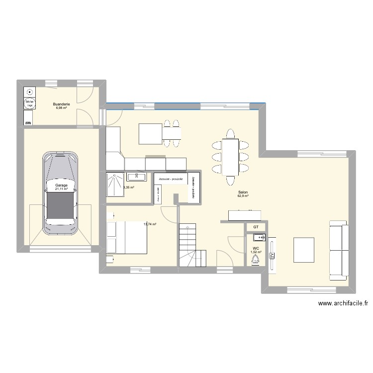 Maison. Plan de 7 pièces et 113 m2