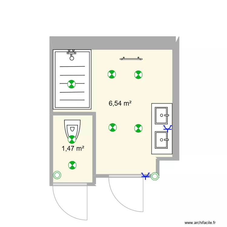 salle de bain r1. Plan de 2 et 8 m² salle de bain r1. Plan de 2 et 8 m²