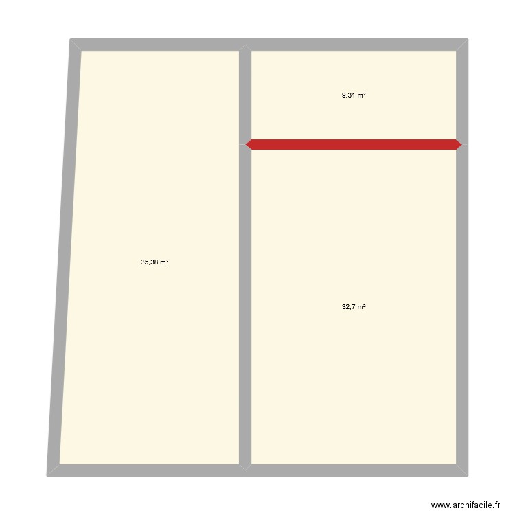 2eme etage. Plan de 3 pièces et 77 m2