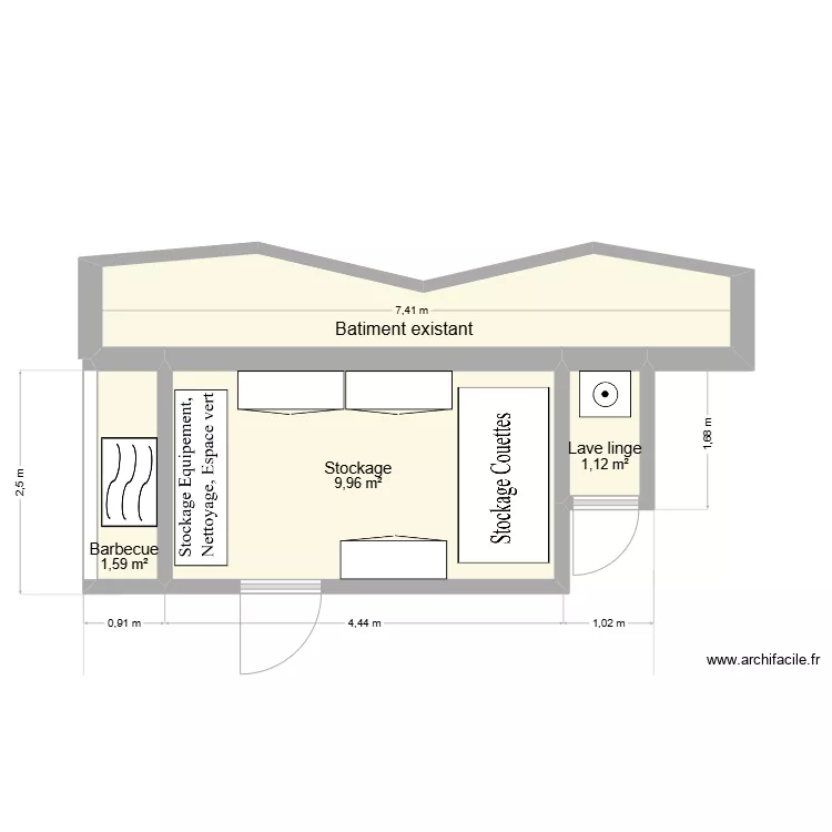 Batiment stockage Aire saisonnier. Plan de 