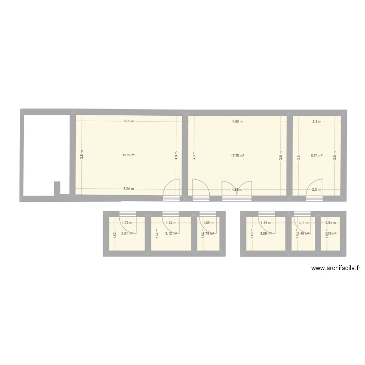 chateau. Plan de 9 pièces et 60 m2