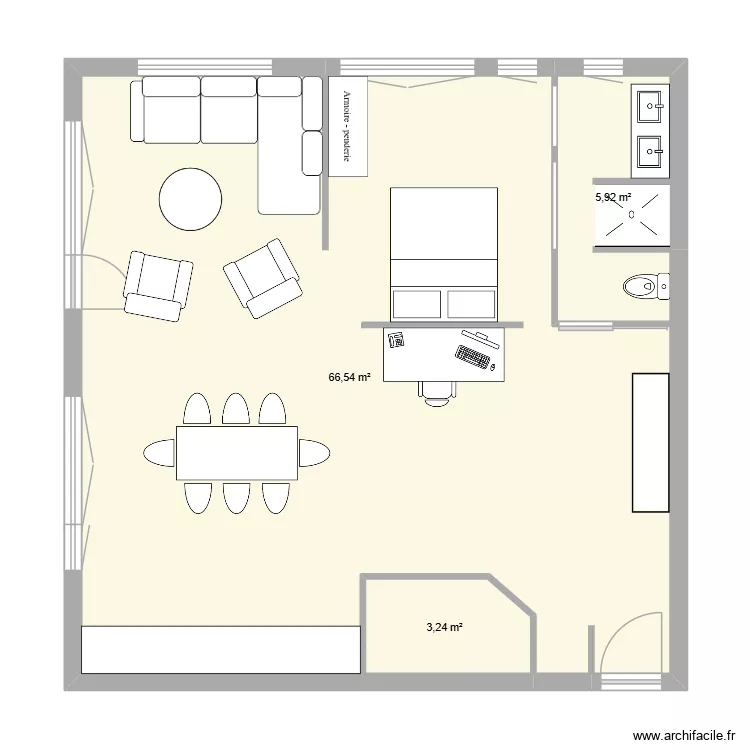 PROJET LOFT TOURCOING. Plan de 3  et 76 m²