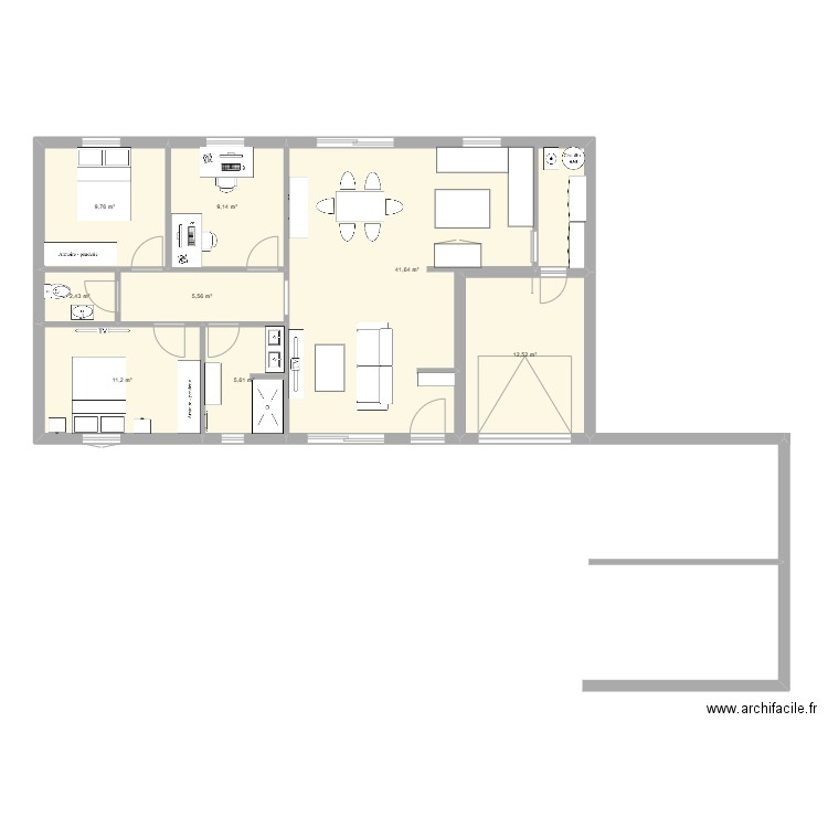 mais. Plan de 8 pièces et 98 m2