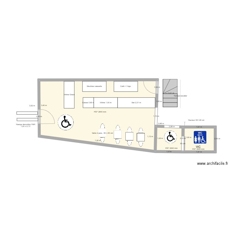 erp. Plan de 3 pièces et 33 m2
