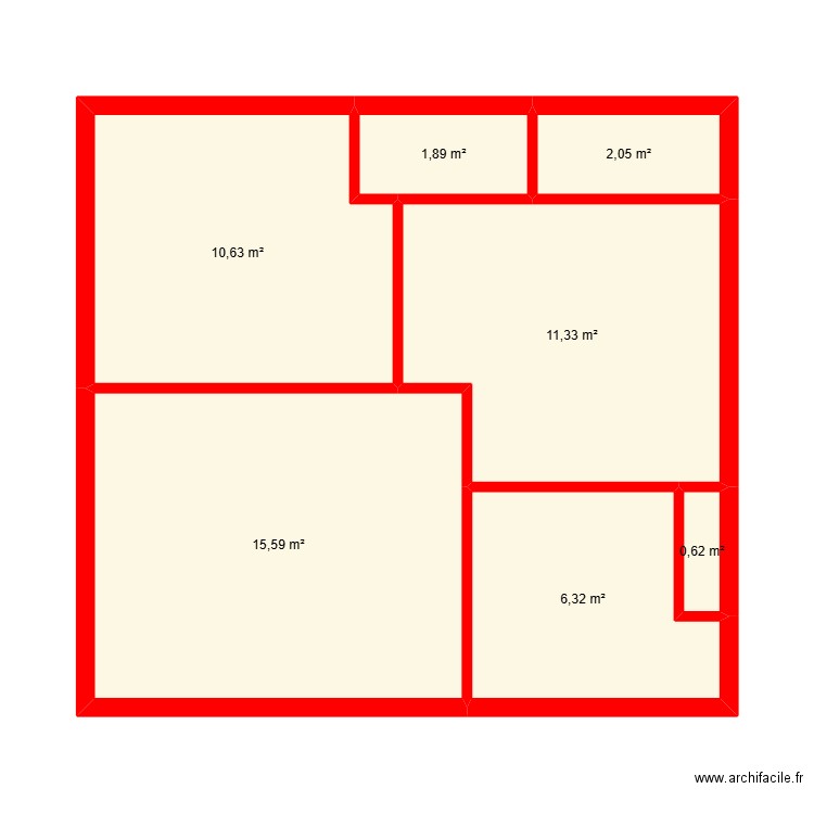 BI 28532-. Plan de 7 pièces et 48 m2
