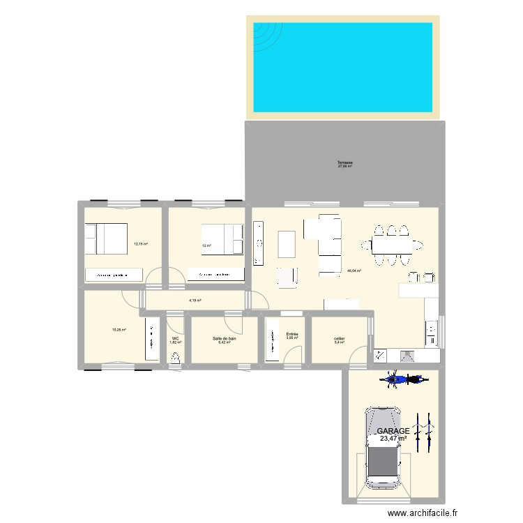 papa. Plan de 11 pièces et 154 m2