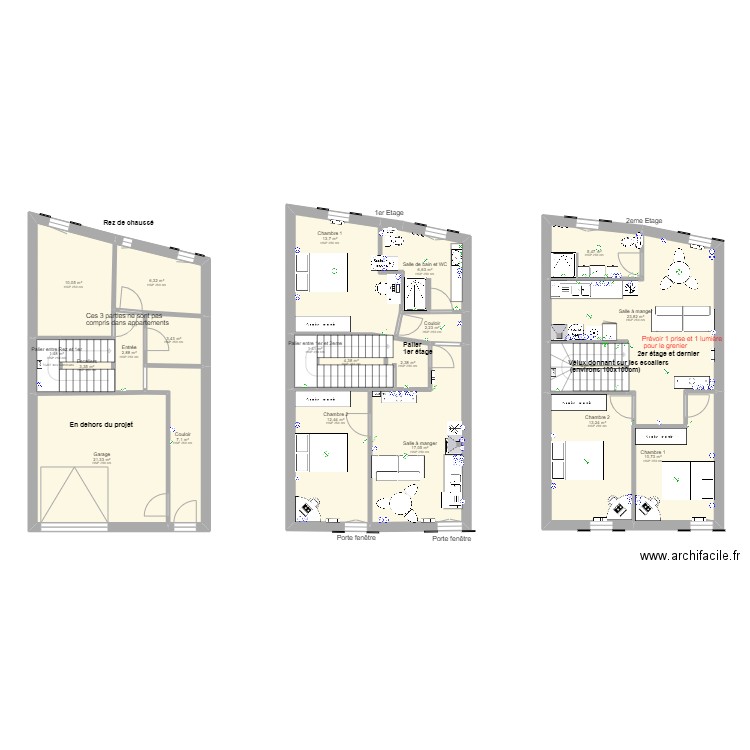 maison 6. Plan de 21 pièces et 174 m2