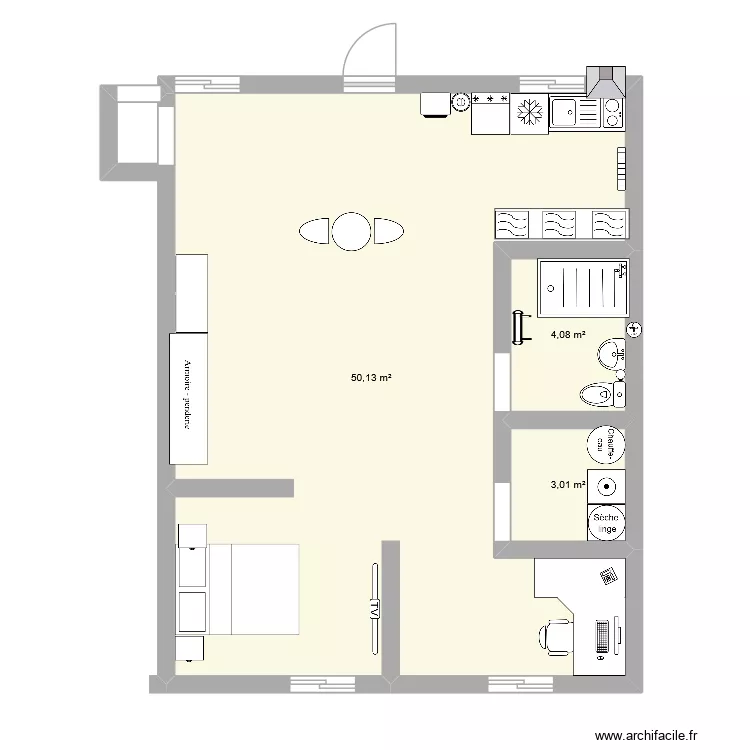 maison. Plan de 3  et 57 m²