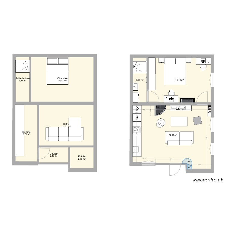 Plan coté appt. Plan de 9 pièces et 86 m2
