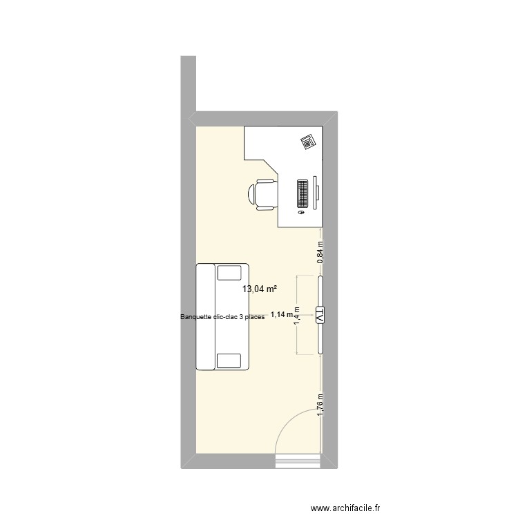 atelier. Plan de 1 pièce et 13 m2
