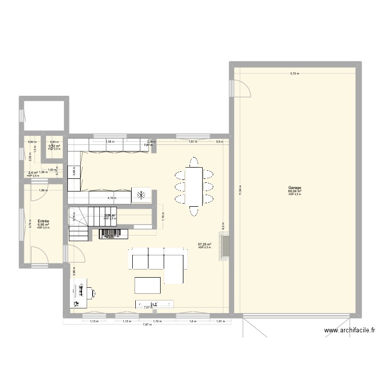 Rez-de chaussée-v2-aménagé2. Plan de 6 pièces et 137 m2