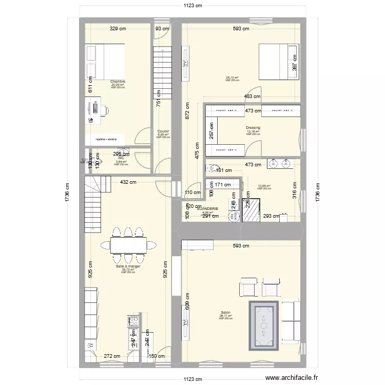 plan eva am&eacute;nagement 3. Plan de 10 pièces et 164 m²