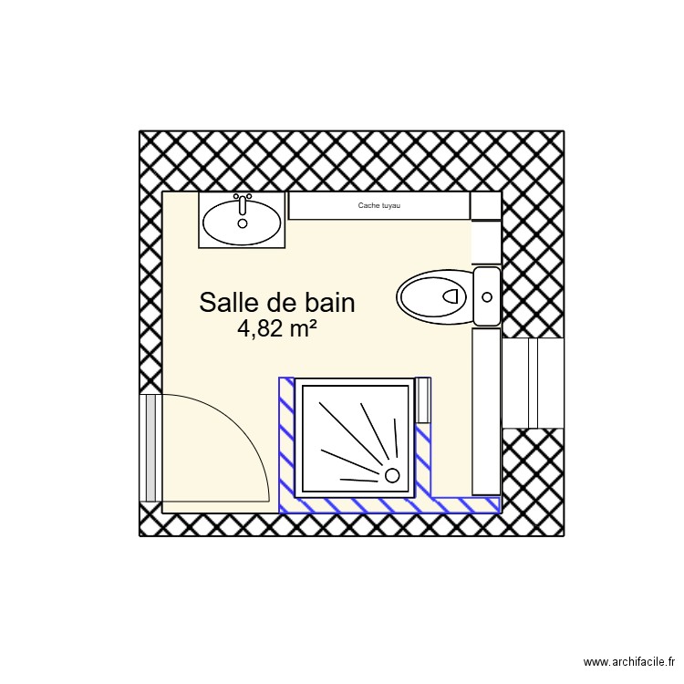 Salle de bain DURAN. Plan de 1 pièce et 5 m2