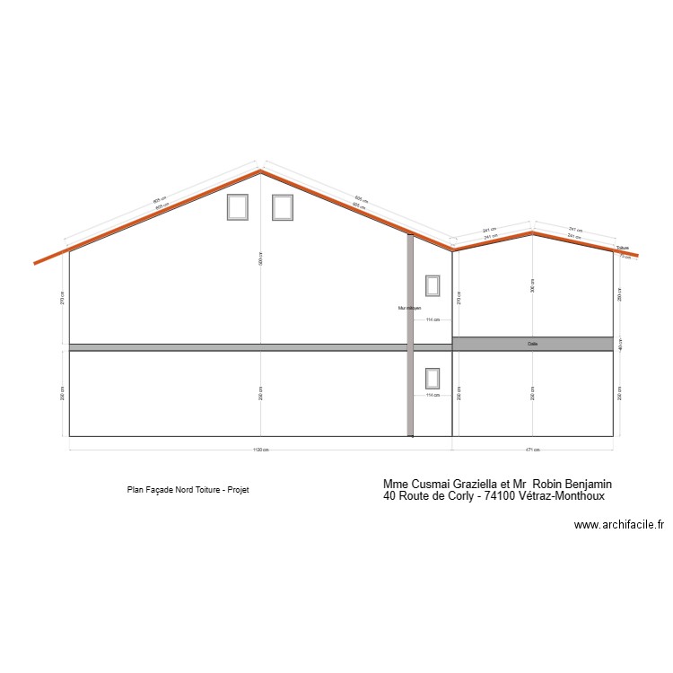 PLAN FACADE NORD - TOITURE. Plan de 0 pièce et 0 m2