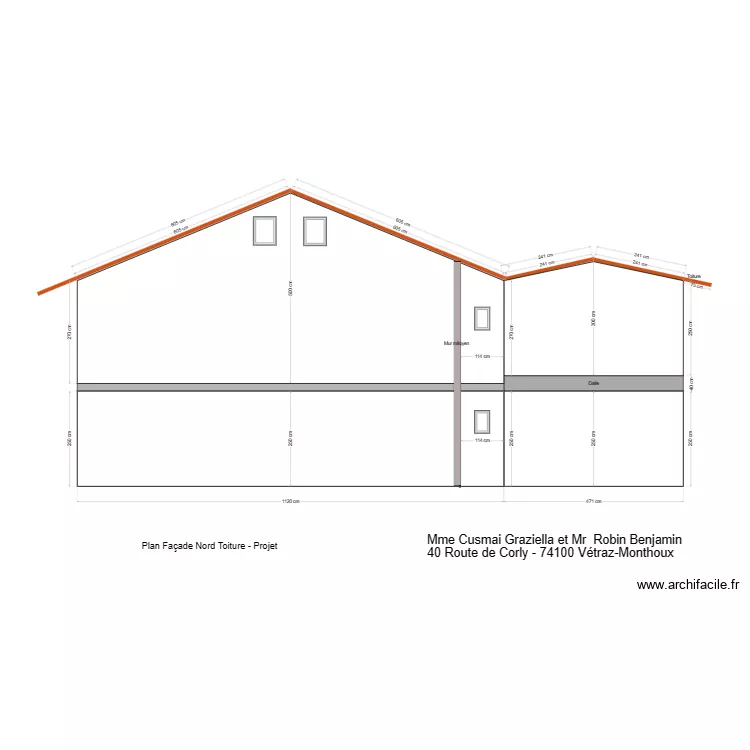 PLAN FACADE NORD - TOITURE. Plan de PLAN FACADE NORD - TOITURE. Plan de