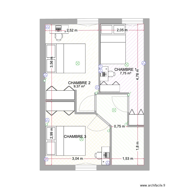 LEBOIS CLAIRE. Plan de 4 pièces et 30 m2