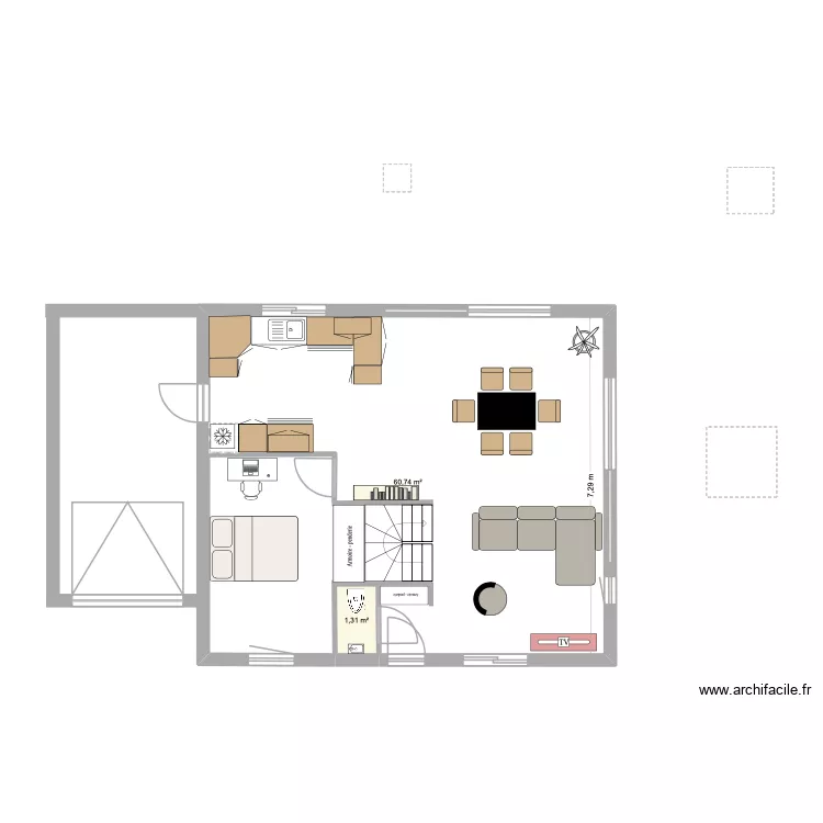 maison. Plan de 2 Pièces et 62 m² maison. Plan de 2 Pièces et 62 m²
