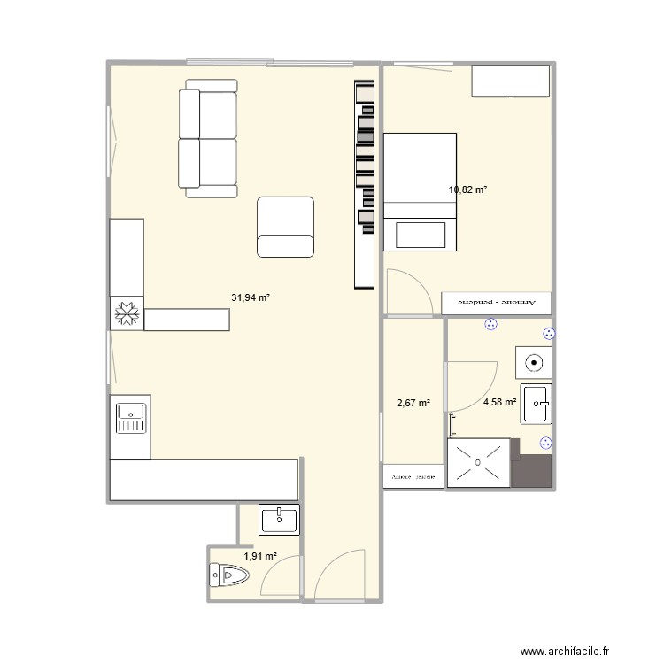 ARMORIAL. Plan de 5 pièces et 52 m2