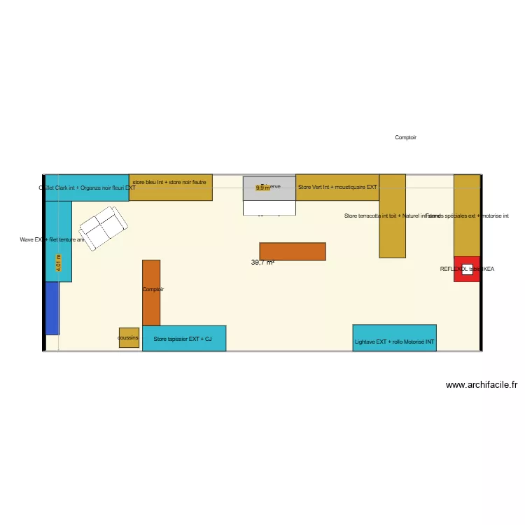 salon nancy. Plan de 1 pièce et 40 m²