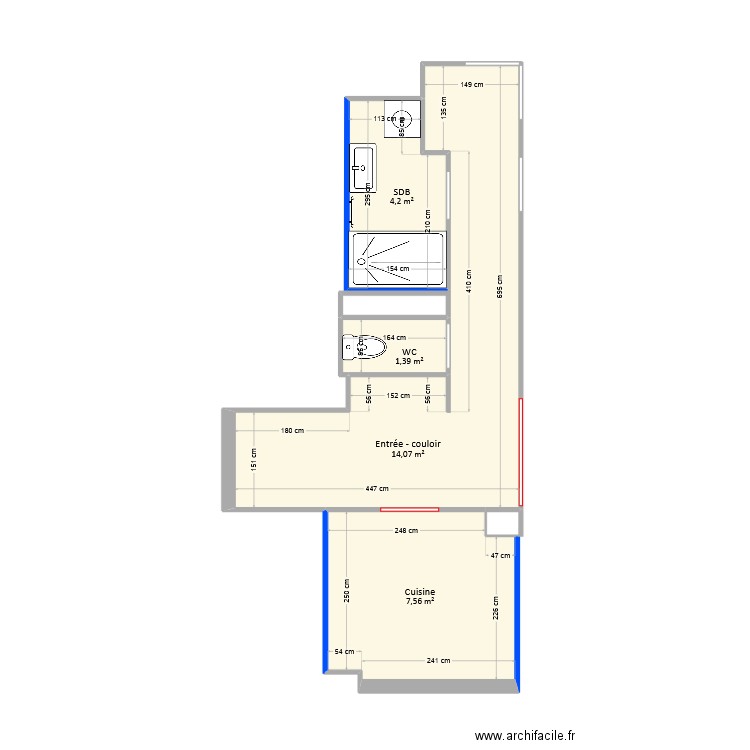 Nogues-Boulanger - Appartement projet. Plan de 4 pièces et 27 m2