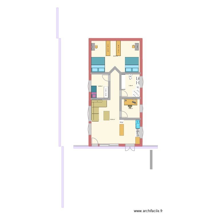 01 Java 044. Plan de 5 pièces et 81 m2