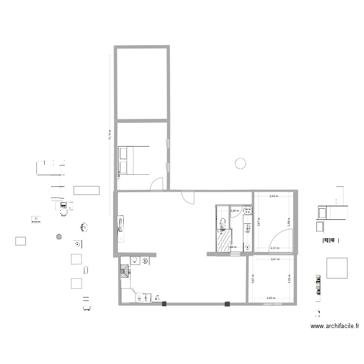 la ciotat dervide. Plan de 5 pièces et 53 m2