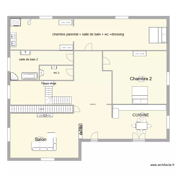 maison. Plan de 5  et 251 m²