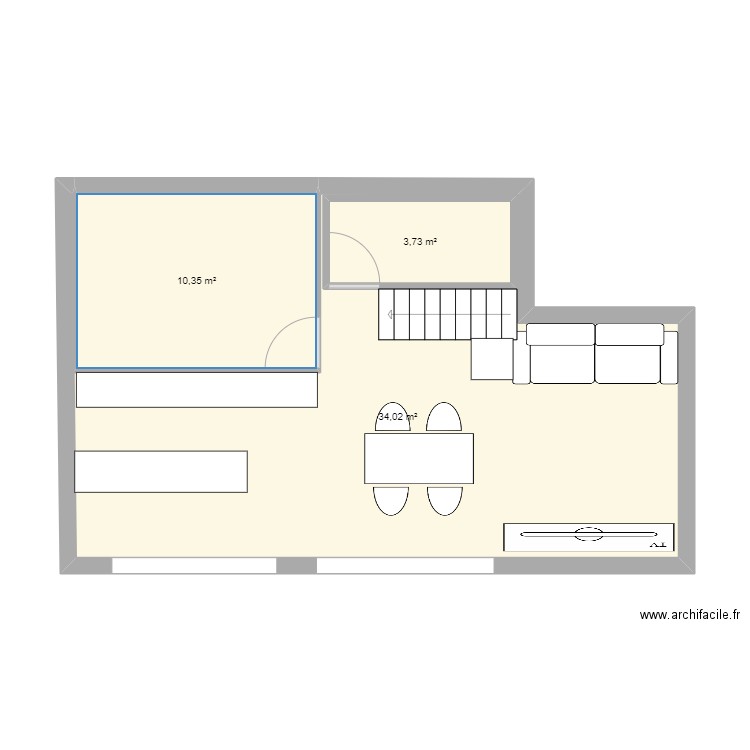 plan pointe rdc. Plan de 3 pièces et 53 m2