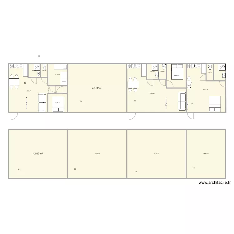 Coallia R+1 Tsoundzou 240 places. Plan de 