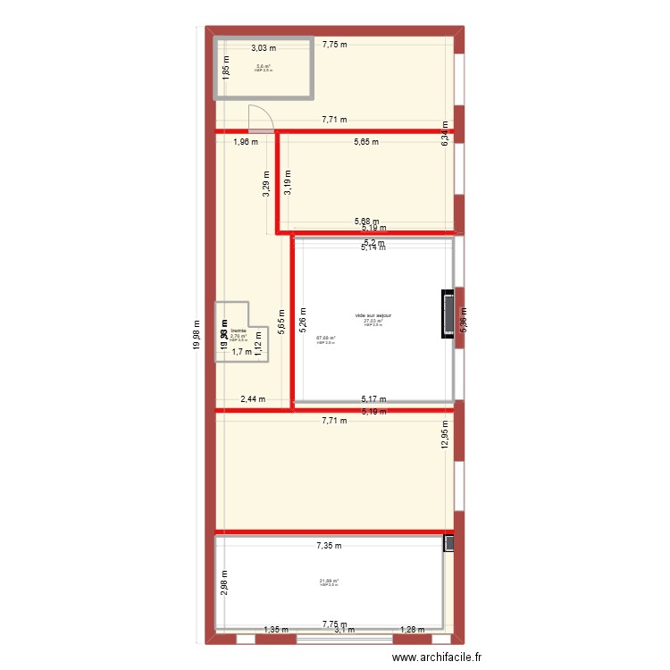 HOUPLINES. Plan de 5 pièces et 177 m2
