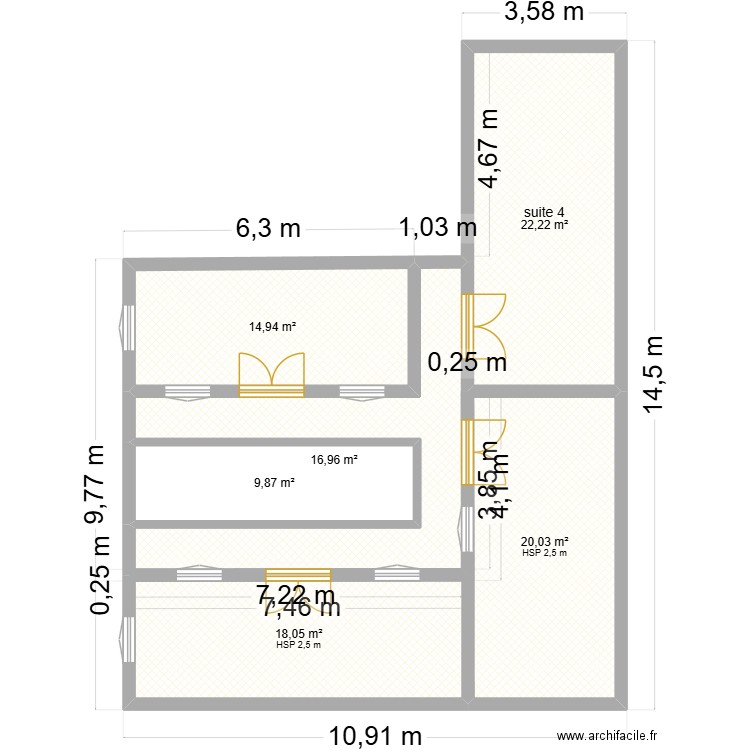 blad étage 1. Plan de 6 pièces et 102 m2