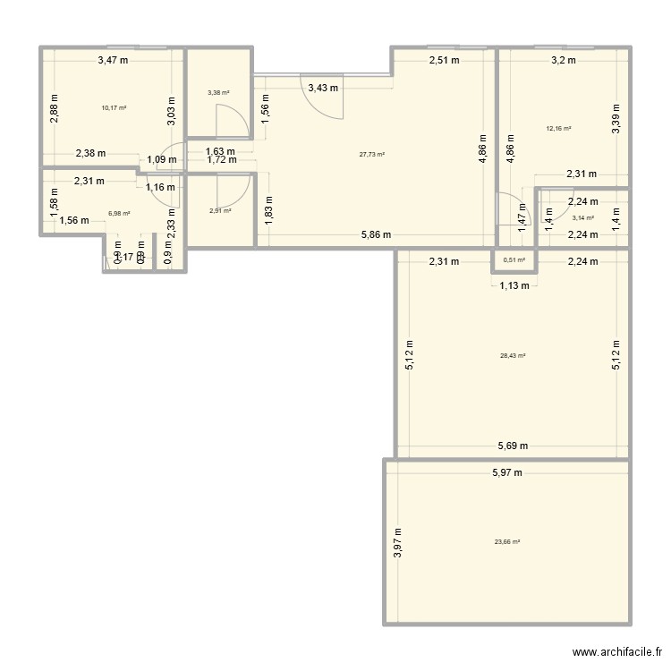 pelletier. Plan de 10 pièces et 119 m2