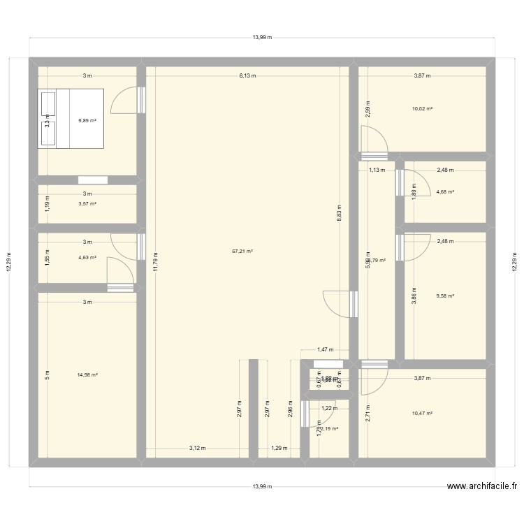 M04. Plan de 12 pièces et 145 m2