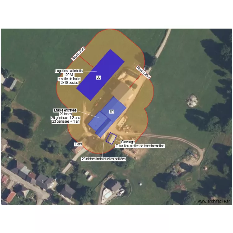 GAEC DE LA DENT DE L\'ARCLUSAZ - plan de situation apres-projet. Plan de 