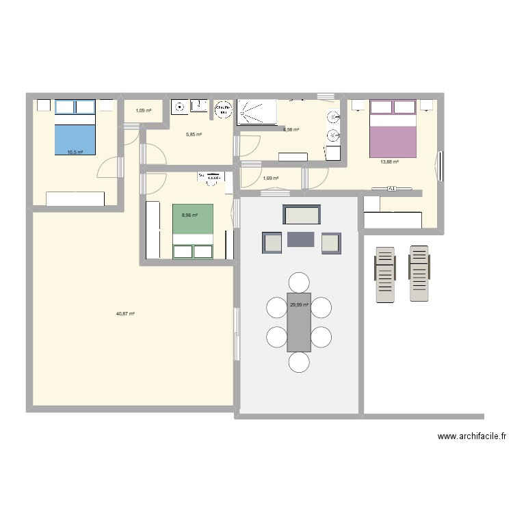 Agrandissement. Plan de 9 pièces et 120 m2