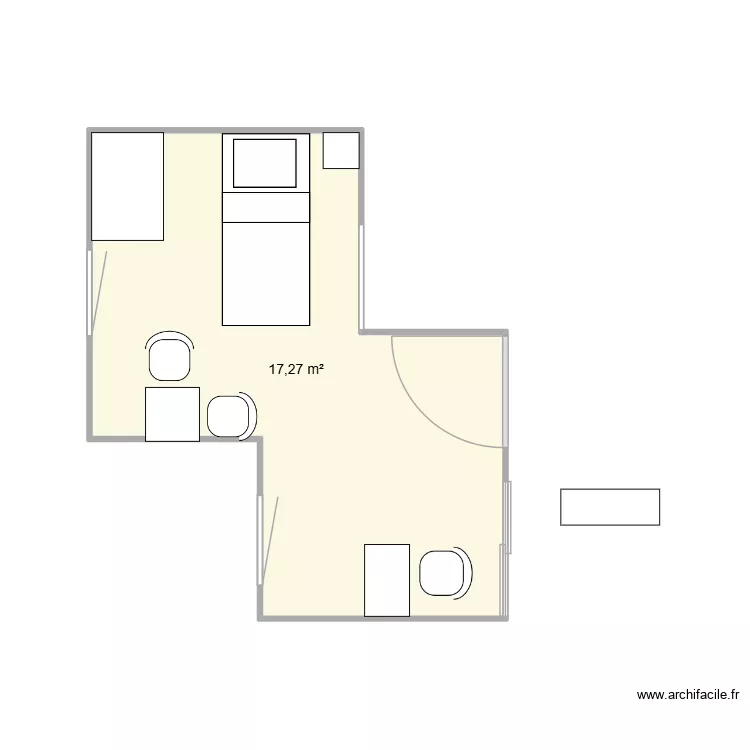 Chambre MAM. Plan de 1  et 17 m²