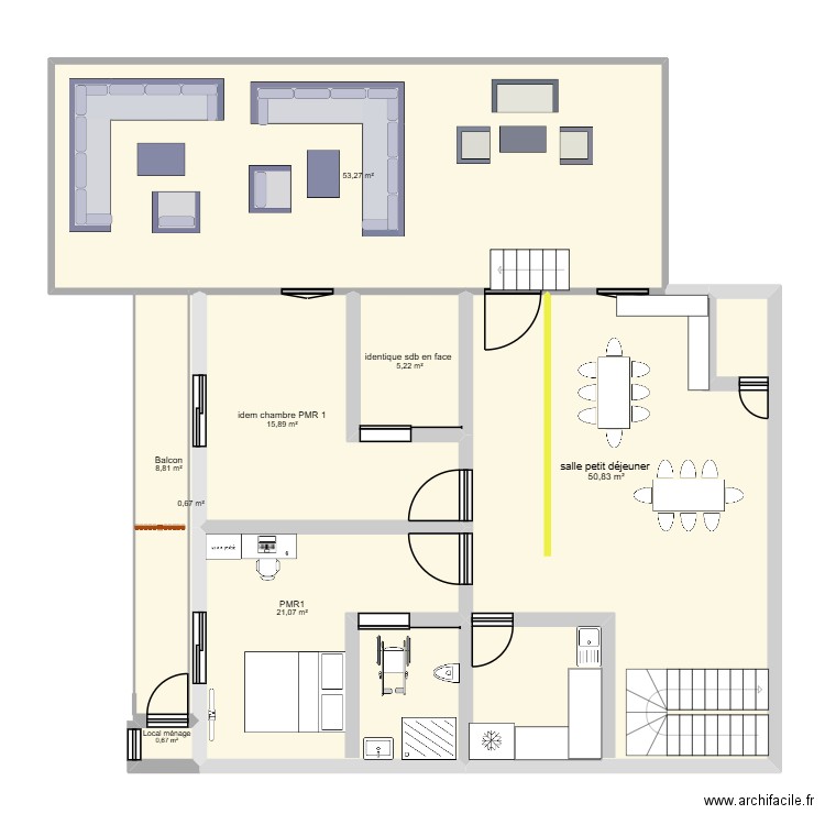 futur projet 2. Plan de 8 pièces et 156 m2
