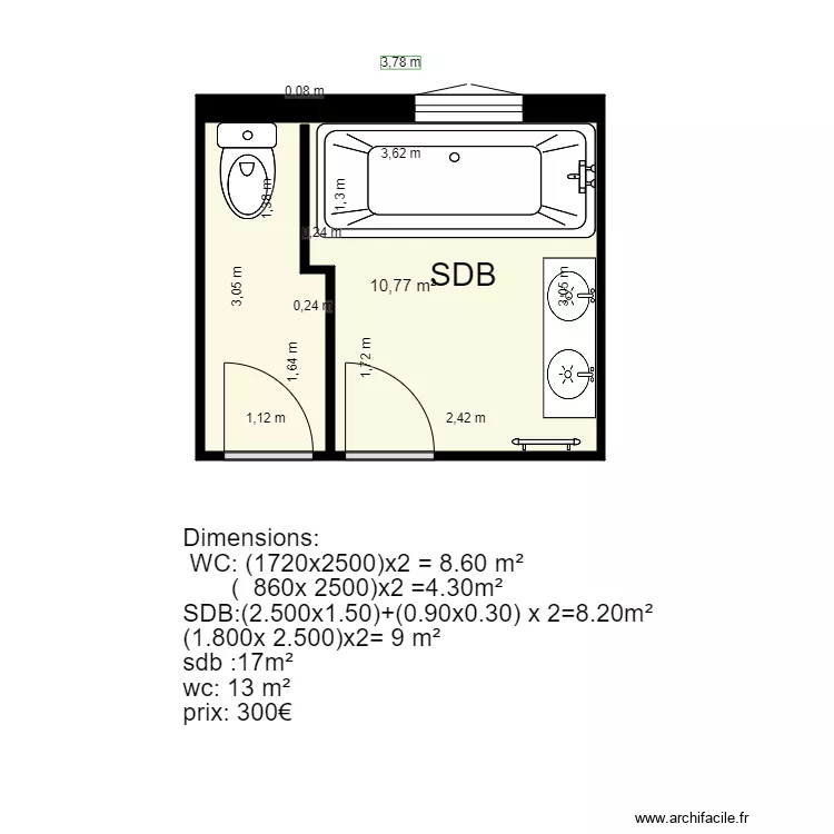 SALLE DE BAIN. Plan de 