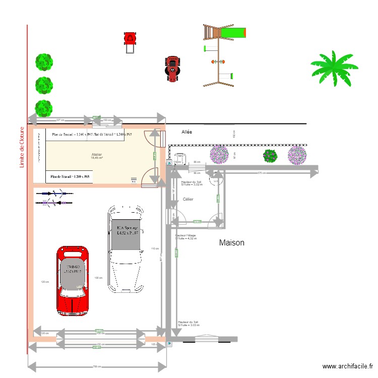 Carport Phil 8. Plan de 3 pièces et 97 m2