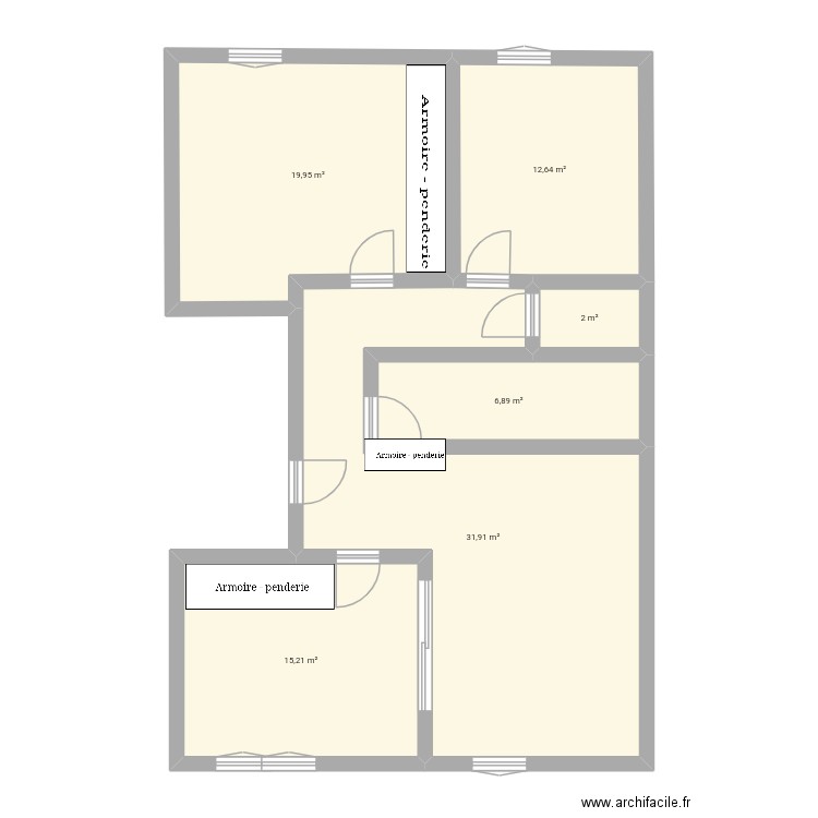 Gnv. Plan de 6 pièces et 89 m2