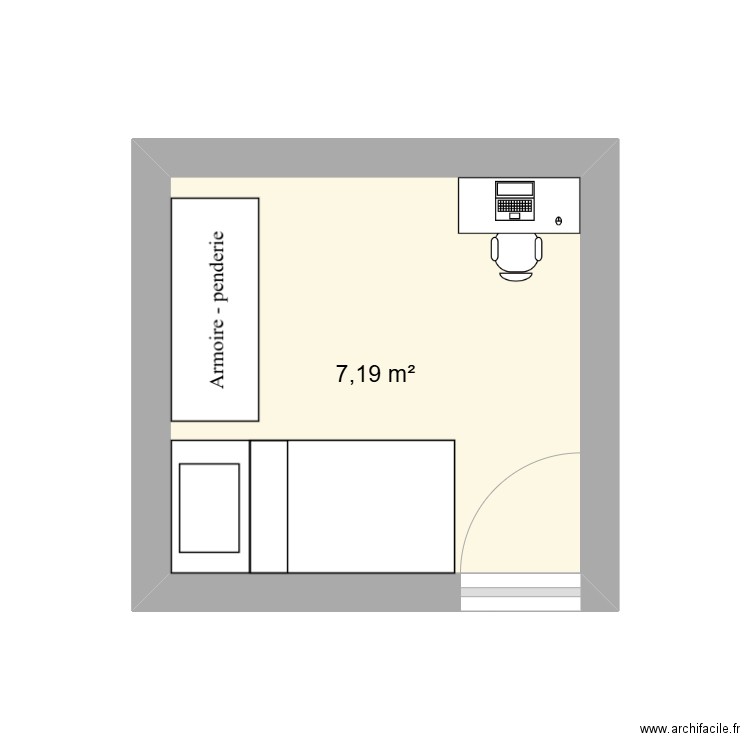 Chambre 2 garçons. Plan de 1 pièce et 12 m2