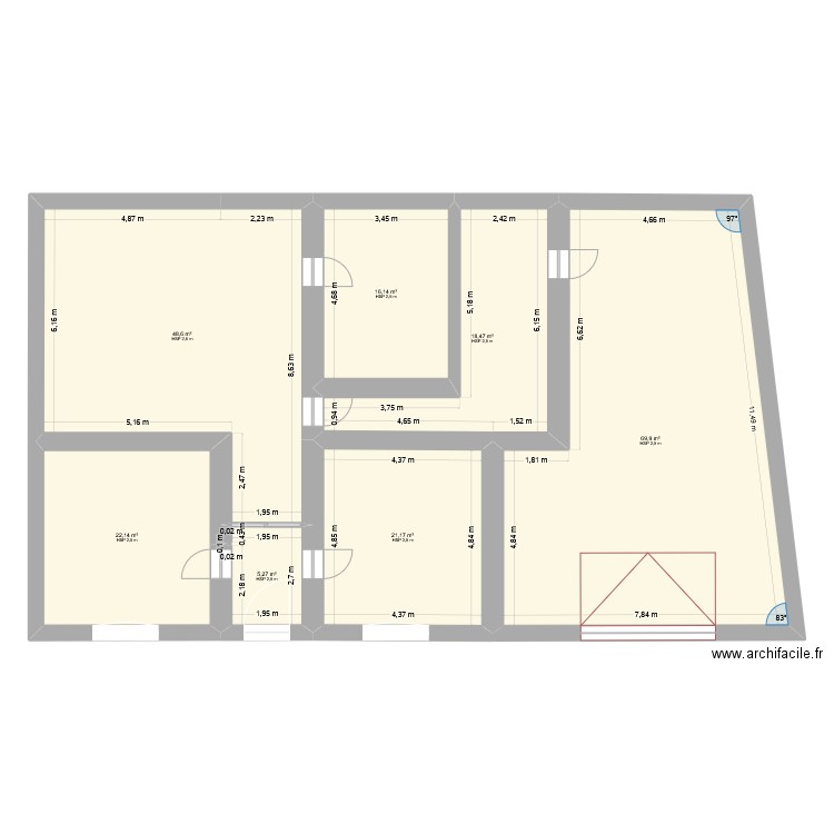 ST JORY RDC PROJET. Plan de 7 pièces et 202 m2