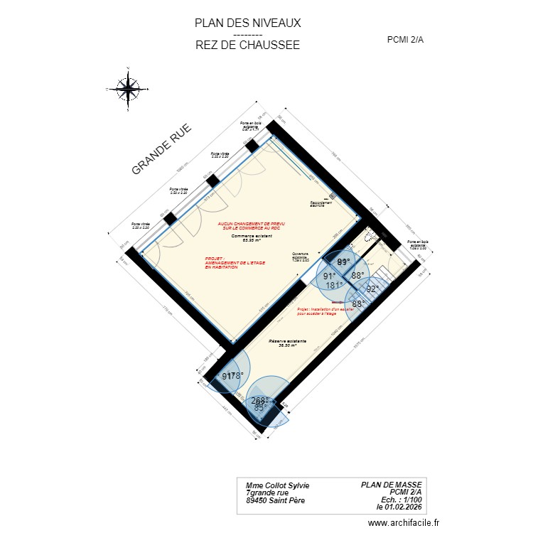 7pcmi 2A RDC2026. Plan de 3 pièces et 102 m2
