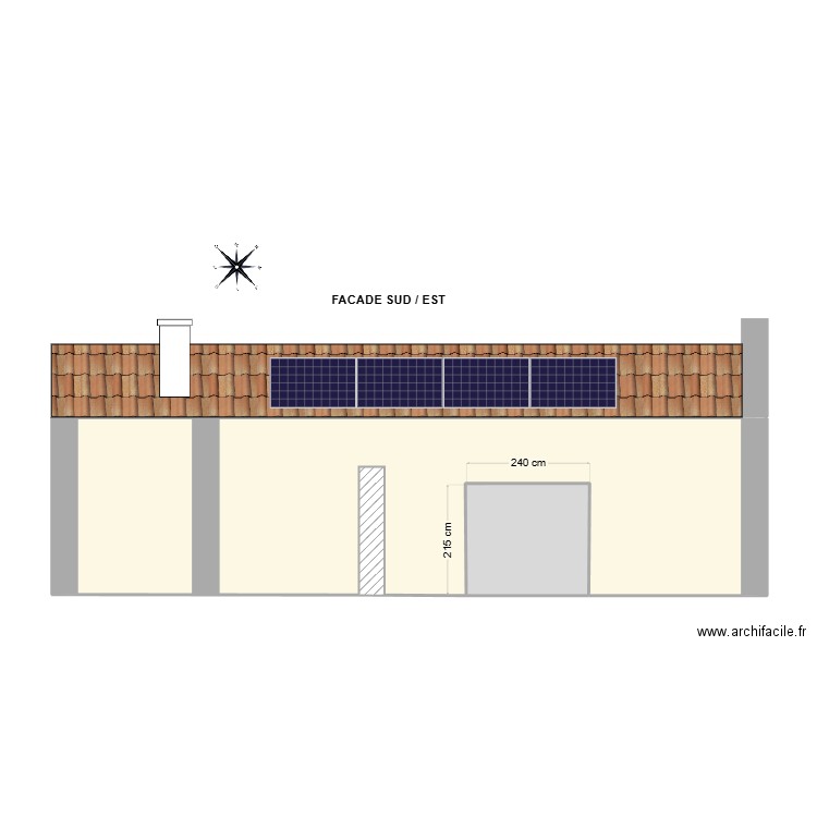 Façade sud / est fini. Plan de 2 pièces et 42 m2