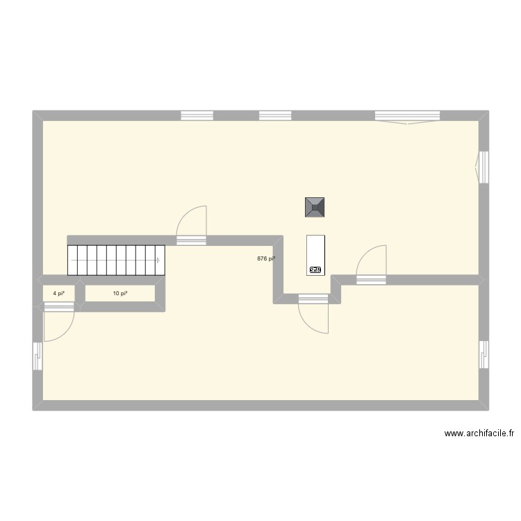 Sous sol vide. Plan de 3 pièces et 83 m2