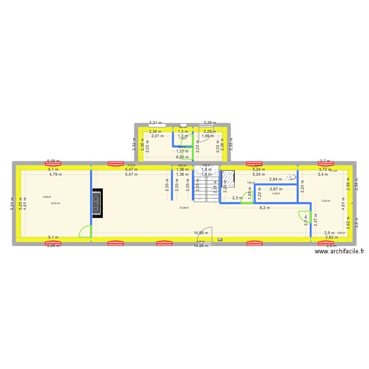 didier 22. Plan de 16 pièces et 113 m2