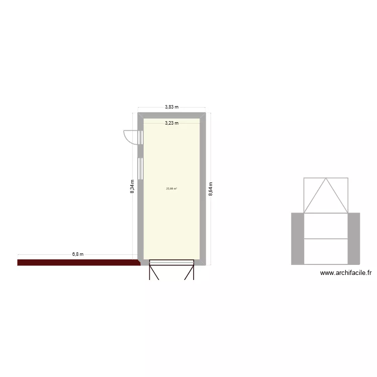 Car Port. Plan de 1  et 26 m²