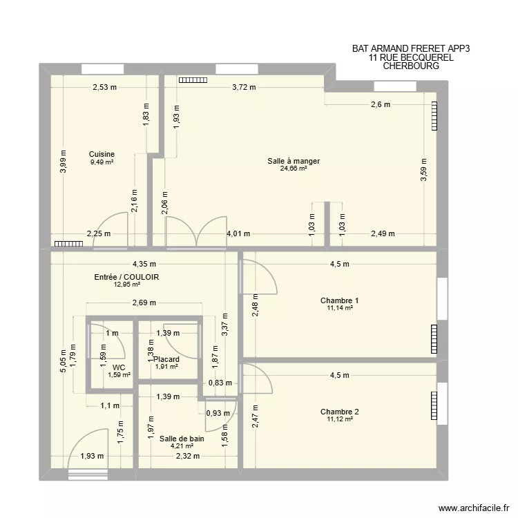 BAT ARMAND FRERET LGT3. Plan de 8  et 77 m²