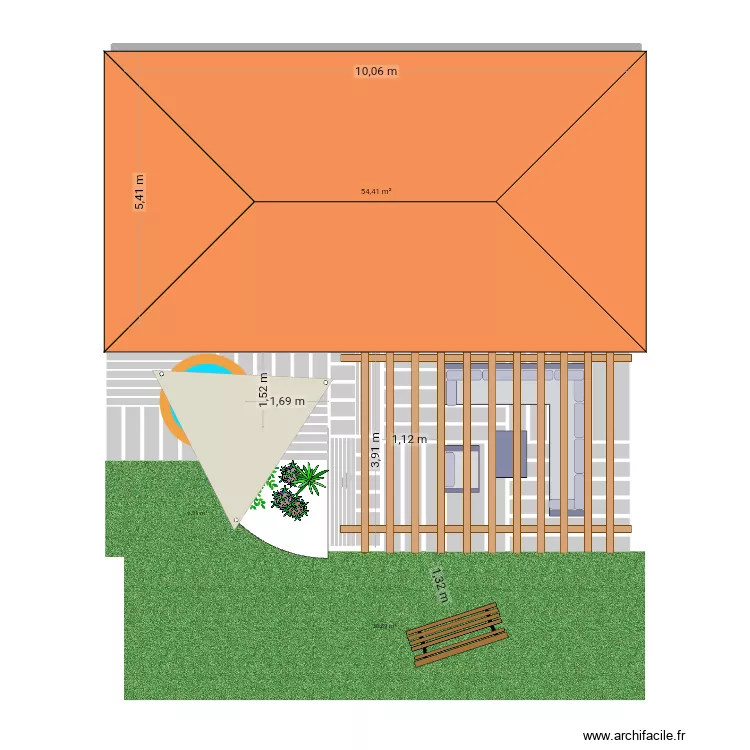 Terasse. Plan de 1 et 54 m² Terasse. Plan de 1 et 54 m²