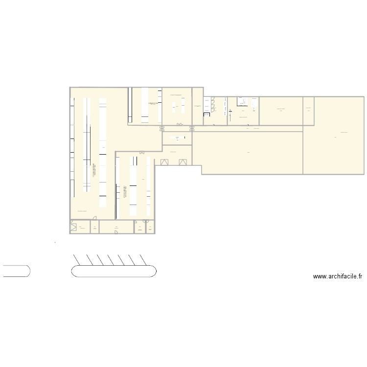 PROJET EXTENSION  LTG v11 SANS TRANCHAGE. Plan de 18 pièces et 3315 m2